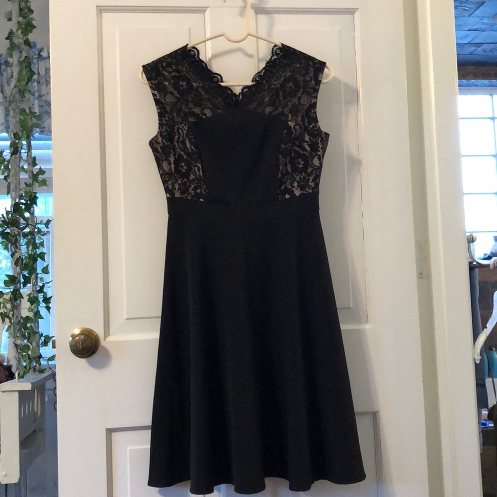 Black Cocktail Dress with Lace inserts